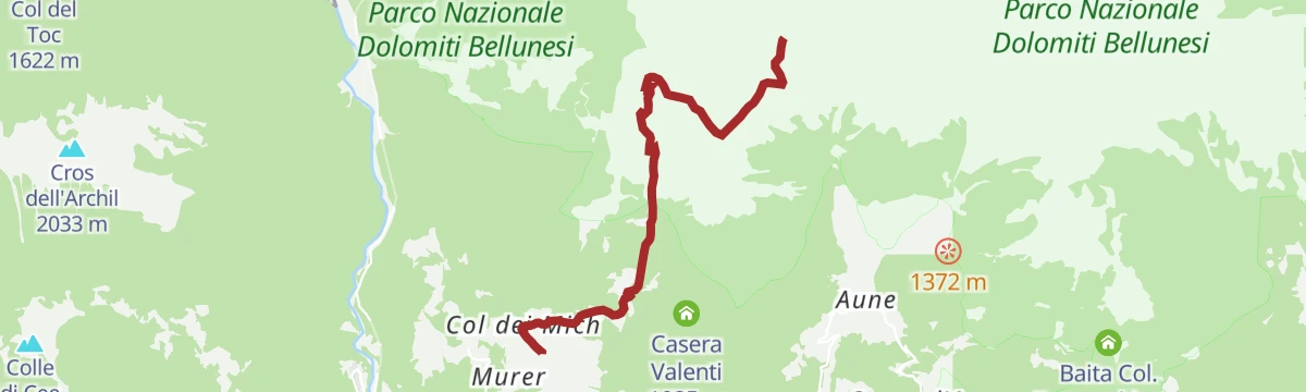 Route map: CAI trail 818 of Vallazza